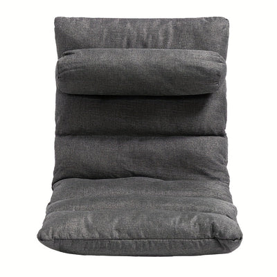 Silla de Oficina Moderna para el Hogar con Ángulo Ajustable, Respaldo Envuelto en Esponja Suave, Ideal para el Hogar, Dormitorio, Dormitorio, Balcón - Tela Gris/Metal, Cojín para Silla de Oficina, Uso de Computadora