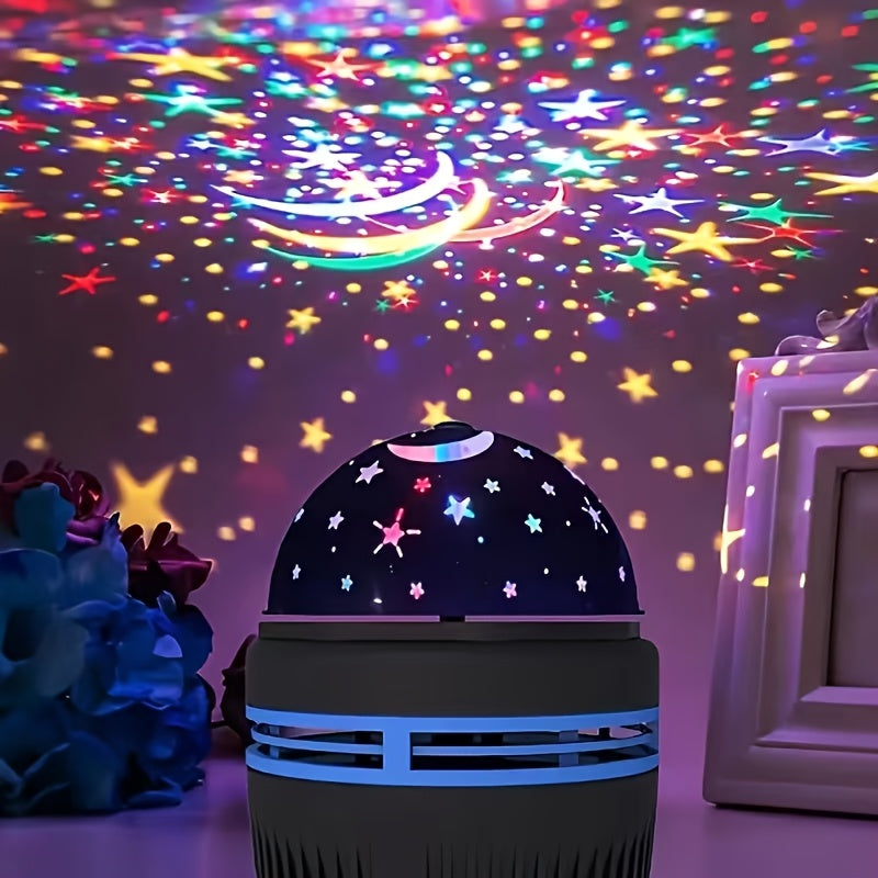 Proyector de Luz Nocturna Cielo Estrellado - Alimentación USB, rotación automática para dormitorios, salas de juegos, cine en casa y decoración de techos - ideal para Navidad, Halloween, bodas y camping, decoración navideña