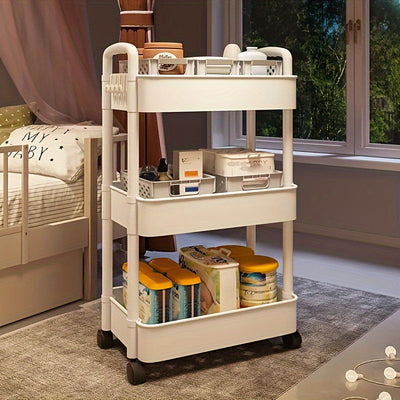 Almacenamiento Multinivel de Plástico Duradero, Fácil de Mover - Ideal para Cocina, Baño y Dormitorio - Blanco