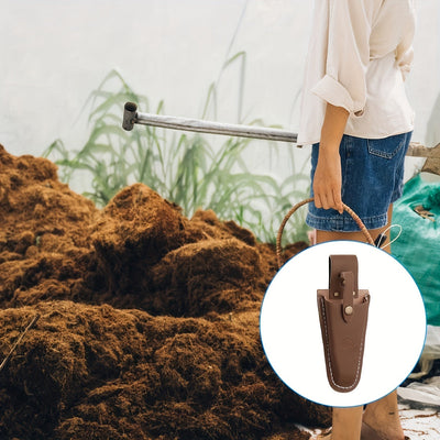 Estuche de poda de cuero duradero - Bolsa de herramientas de jardín clásica con cierre de clic seguro, práctica para cortar tijeras, cortadores y almacenamiento de herramientas - Marrón, cierre magnético, forro de EVA, diseño ligero y elegante, accesorio