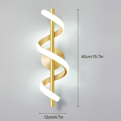 Conjunto de Apliques LED para Pared Interior de 1, Iluminación Espiral Moderna de 12W con Tres Modos de Temperatura de Color para Dormitorio Sala Pasillo Escaleras, Conexión Directa