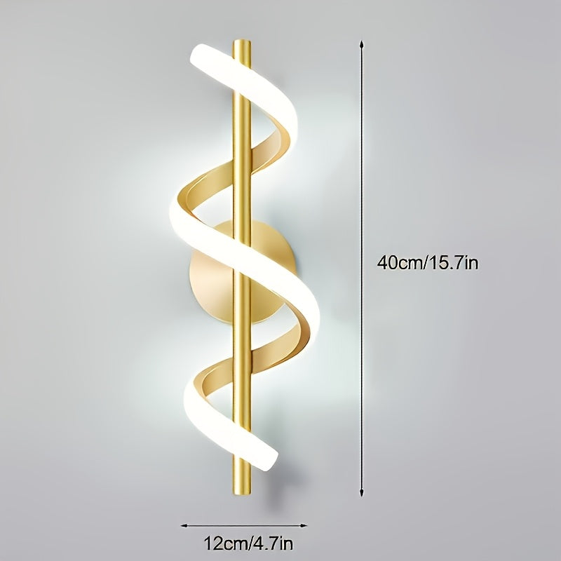 Conjunto de Apliques LED para Pared Interior de 1, Iluminación Espiral Moderna de 12W con Tres Modos de Temperatura de Color para Dormitorio Sala Pasillo Escaleras, Conexión Directa