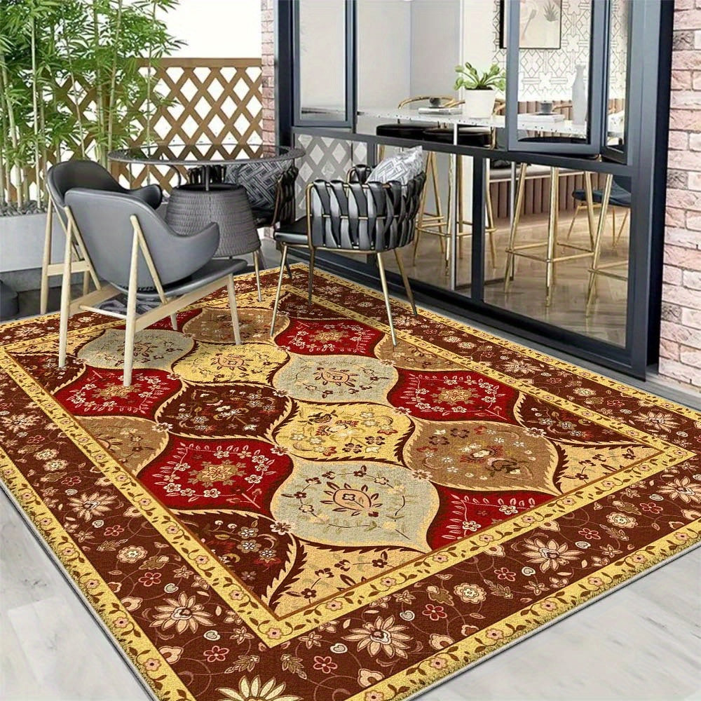Alfombra de Terciopelo/853gsm Antideslizante Suave y Lujosa para Jardín - Diseño Moderno Geométrico Abstracto, Lavable a Máquina, Decoración Minimalista para Camping y Exteriores en Crema Francesa