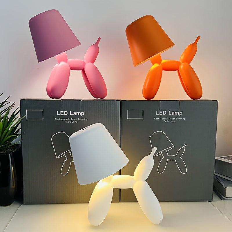 Linterna de Mesa Creativa y Romántica con Globo de Perro Colorido y Interruptor Táctil, Luz de Tres Colores, Soporte para Atenuación Regulable, Batería de Almacenamiento de 2000mAh, Luz de Ambiente de Perro Salchicha, Fiesta de Hotel de Vacaciones, Regal