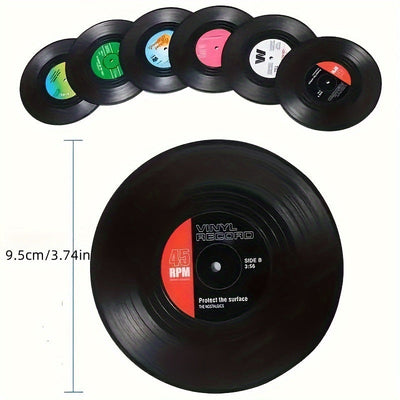 6 posavasos de vinilo, posavasos retro creativos con diseño de CD de rock americano, antideslizantes y aislantes, mantel individual para decoración de habitación