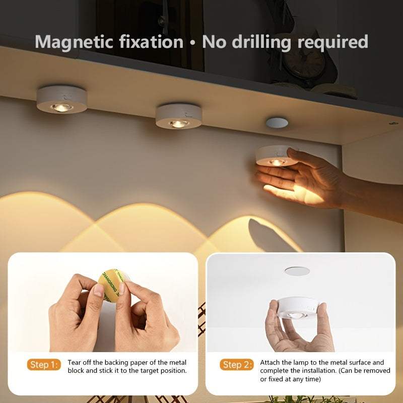 1pc POOKIN LED RGB Luz de carga recargable con mando a distancia, luz inalámbrica de empuje magnético con temporizador y función de cambio de color, aplique de plástico con acabado pulido, alimentado por batería de litio de 500mAh, para cocina, armario y