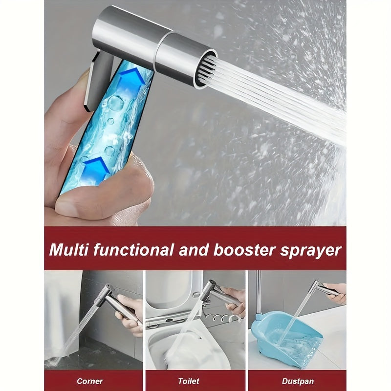 Cabezal de ducha ajustable de flujo de agua - Opciones de pulverización doble (Jet & Suave), acero inoxidable, auto-limpieza, diseño moderno para la higiene del baño, incluye manguera, cabezal de pulverización para la ducha, limpieza del inodoro, mango e