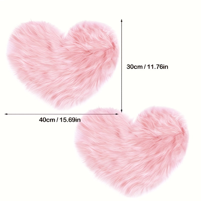 2 piezas de tapetes decorativos en forma de corazón, negros, de peluche suave, lavables a máquina, para dormitorio, sala y tocador, regalo perfecto para Navidad con detalles florales elegantes, decoración para habitación | Textura de peluche | Tapete de