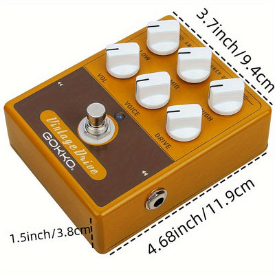GOKKO AMPLI PEDAL VINTAGEBOX GK-33, simulador de amplificador analógico con 6 controles para moldear el tono, carcasa de aluminio resistente, efecto de radio vintage, deslizamiento suave, instalación fácil, modelo GK-33, GOKKO.