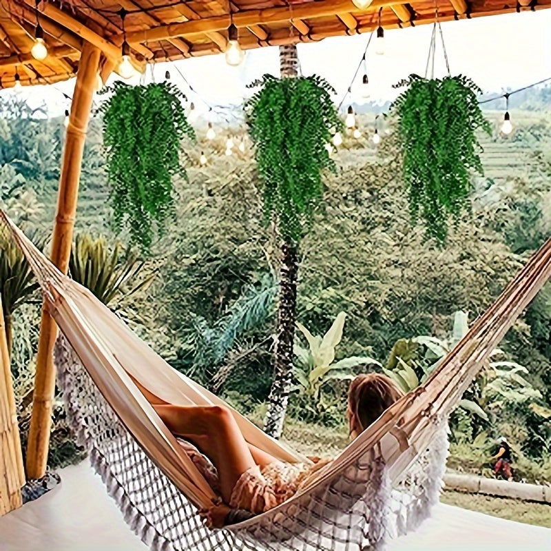 4 piezas de plantas colgantes artificiales resistentes a los rayos UV, hiedra y helecho frondosos, ideales para decoración interior/exterior, perfectas para patio, porche o pared, decoración de jardín