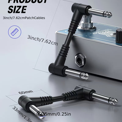 Cable de conexión para guitarra LUTREE de 6.35 pulgadas con conectores TS de 1/4", ideal para efectos de audio y pedales de guitarra, diseño redondo, construcción duradera