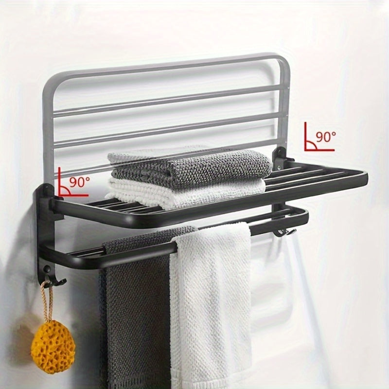 Diseño contemporáneo] Toallero de metal para pared con ganchos, organizador de baño ahorrador de espacio para toallas y accesorios, soporte para toallas de baño