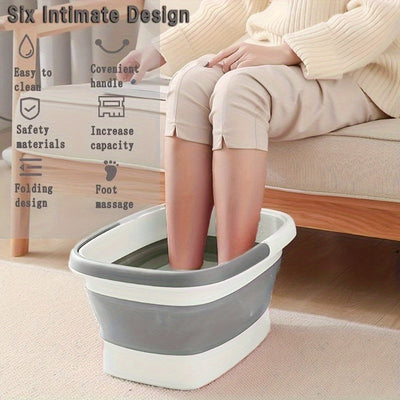 Cestillo de lavandería y baño de pies plegable - Cubo de inmersión de pies de plástico duradero con mango ergonómico, inmersión de pies/manos portátil, diseño que ahorra espacio, fácil de limpiar, esenciales para el autocuidado, baño de inmersión de pies