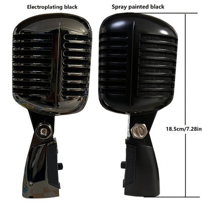 Microfono Vocal Dinámico Retro Clásico BT-55 - Negro, Aleación de Aluminio, Jack de 6.35mm, Ideal para Karaoke y Grabación, Fondo de Arte Mural Temático Musical Vibrante, Utilizado para Cantar en Karaoke, Estilo Retro