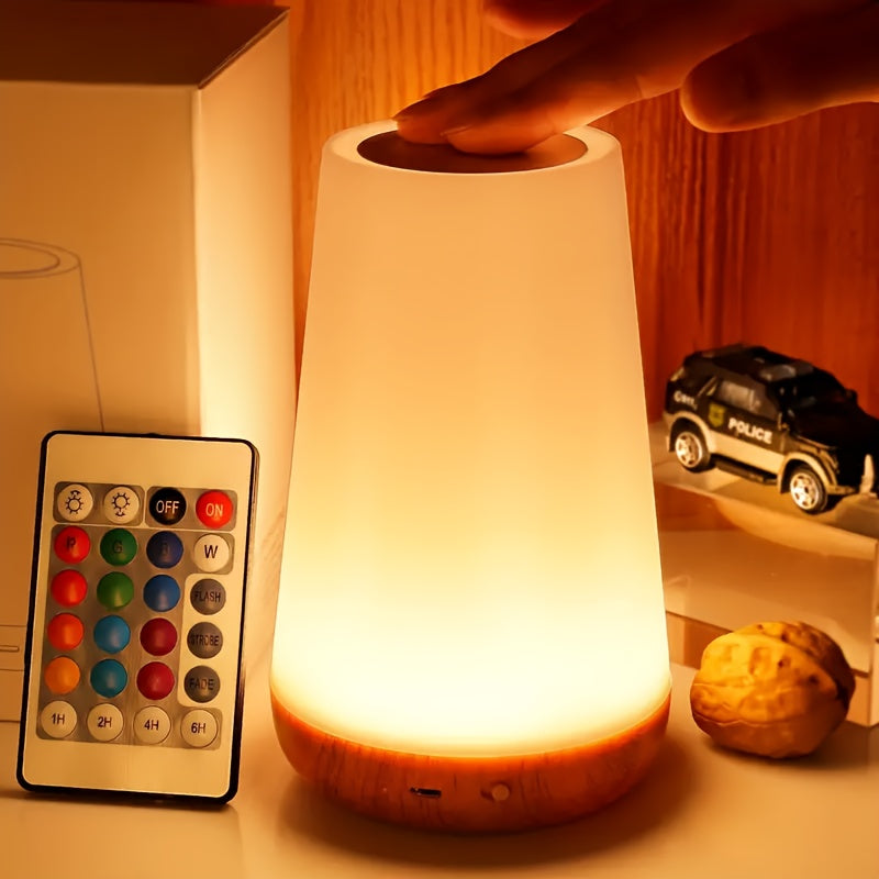 Una luz nocturna simple y nueva/13 colores RGB, lámpara táctil, lámpara de mesa con control remoto inteligente, lámpara portátil recargable y ajustable, luz LED, adecuada para dormitorio/ninera/sala de estar/campamento al aire libre/estudio, iluminación