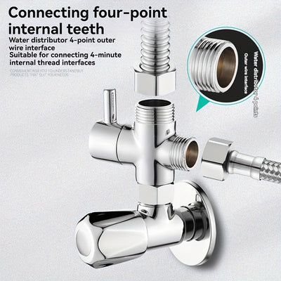 Válvula de ángulo de tres vías con una entrada y dos salidas, válvula de salida doble para el hogar con interruptor, distribuidor de ducha, válvula distribuidora de cabezal de ducha, diámetro de 20 mm, 3 vías, sistema de ducha universal de reemplazo, ada