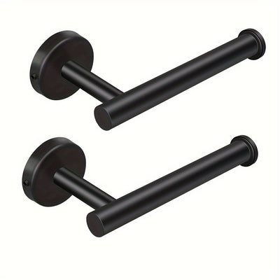 Portarrollos de papel higiénico de acero inoxidable, dispensador de rollo de papel de montaje en pared, diseño redondo moderno y elegante para baño, cocina, baño - Fácil instalación (negro)