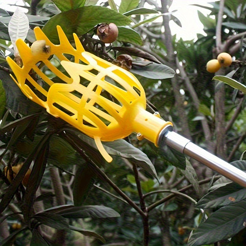 Recogedor de Frutas Reutilizable Ligero con Mango Ergonómico - Herramienta de Cosecha Segura para Alimentos en Polipropileno Amarillo, Ideal para Huertos, Granjas y Jardines Domésticos - Equipo Práctico y Duradero, Diseño Moderno, Construcción Robusta, A