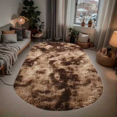 Alfombra ovalada de felpa suave con diseño tie-dye, gruesa y de fibra de poliéster, para dormitorio y uso en interiores, liviana y antideslizante, lavable a mano y en lavadora, fácil de limpiar, decoración para mesa de centro y puerta, ideal para sala de