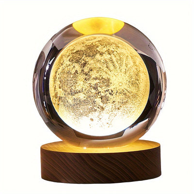 Linterna Nocturna de Cristal 3D Inspirada en la Galaxia con Base LED, Alimentación por USB - Perfecta para Decoración de Dormitorio y Escritorio, Regalo Ideal para Amigos y Seres Queridos, Adecuada para Navidad, Oficina Festiva, Hotel, Fiesta, Restaurant