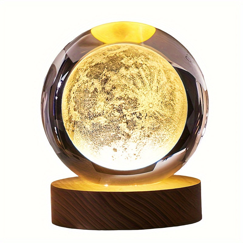 Linterna Nocturna de Cristal 3D Inspirada en la Galaxia con Base LED, Alimentación por USB - Perfecta para Decoración de Dormitorio y Escritorio, Regalo Ideal para Amigos y Seres Queridos, Adecuada para Navidad, Oficina Festiva, Hotel, Fiesta, Restaurant