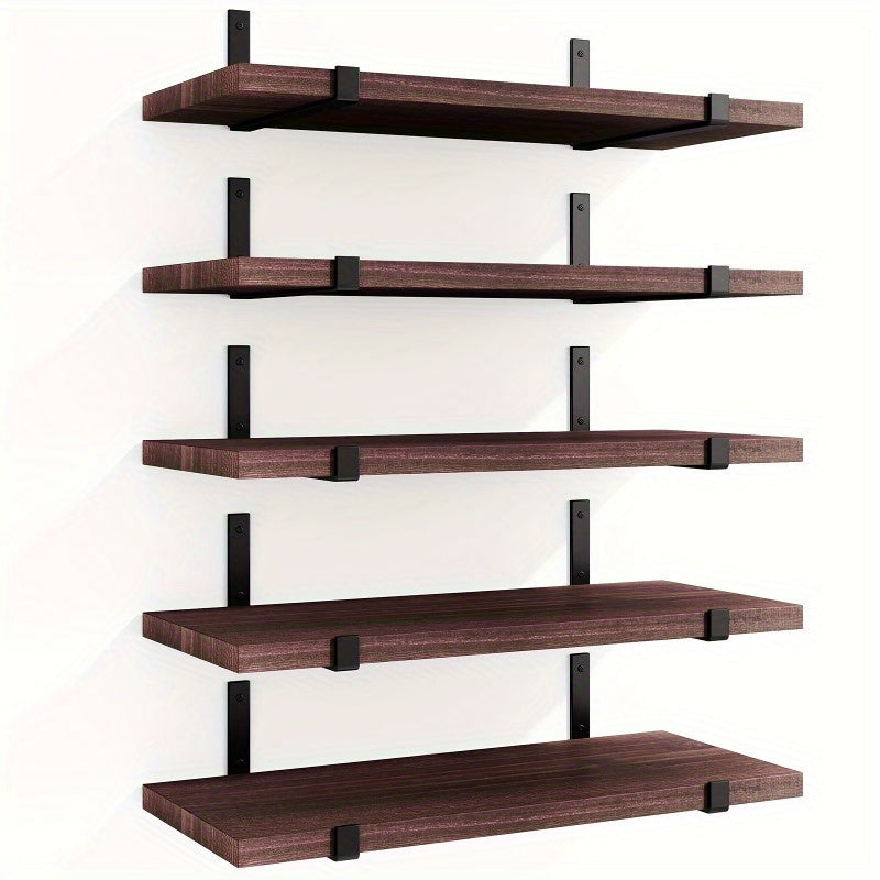 Estantes flotantes de madera clásicos, almacenamiento ajustable para colgar en pared, fácil instalación, ideal para cocina, sala y dormitorio