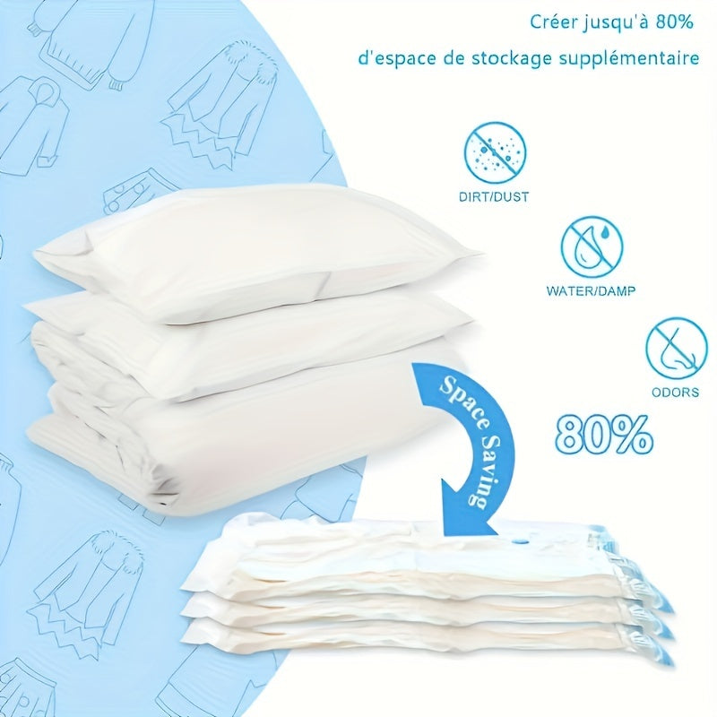 Bolsas de almacenamiento al vacío de 6 paquetes con bomba manual, bolsas de viaje portátiles de plástico, bolsas de almacenamiento de ropa, forma rectangular, multiusos, no requiere energía, organizador para el hogar y la cocina.