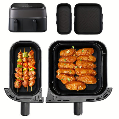 2 piezas de bandejas de silicona para horno de aire frito reutilizables para Philips NA350-3000, con superficie antiadherente, fáciles de limpiar en freidoras, hornos y microondas, material de contacto con alimentos, accesorio para freidoras.