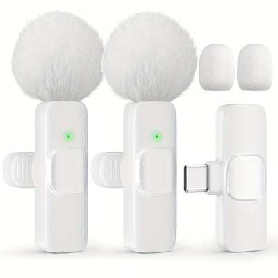 Microfono de Solapa sin varillas con Grabación por Toque Único y USB-C, Batería Recargable para Transmisiones en Vivo, Entrevistas, Vlogs en Smartphone/Portátil/Tableta, Equipo de Vlogging | Diseño Divertido | Micrófono Suave, Microfono sin varillas