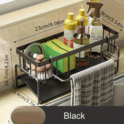 Cesta de almacenamiento para fregadero de acero inoxidable, anchura ajustable, con orificio de drenaje, para cocina, baño, lavavajillas, jabón, esponja, organizador de ropa, duradera y resistente a la corrosión, accesorios para lavavajillas.