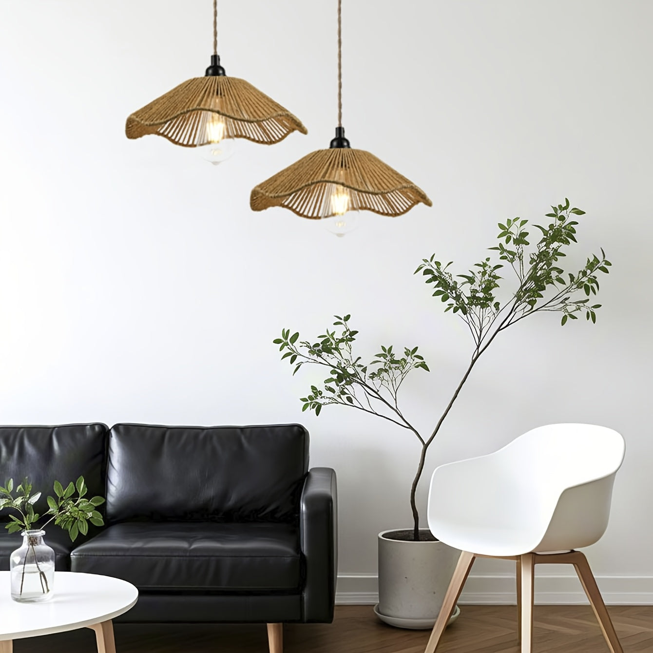 Pantalla colgante de lámpara tejida a mano con papel de cuerda, diseño moderno en forma de abanico, opciones en negro y amarillo, elegante cubierta de lámpara de techo para decoración de hogar y oficina, no requiere electricidad, accesorio versátil para