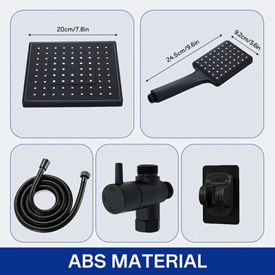 Un conjunto de material ABS, cubierta de cabezal de ducha de alto flujo, cabezal de ducha de mano dos en uno, manguera extendida, cabezal de ducha distribuidor de agua de tres vías, cabezal de ducha, accesorios de ducha