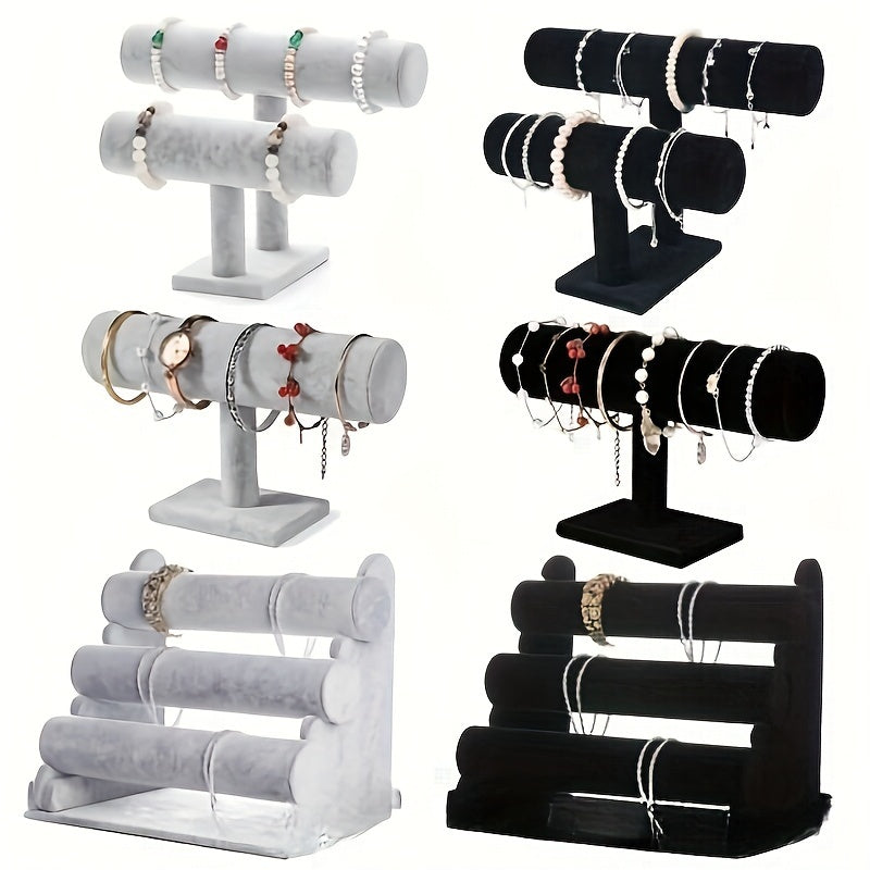 Expositor de Joyería de Madera de 1/2/3 Niveles con Estantes Forrados en Terciopelo - Organizador Ovalado para Relojes y Pulseras para Decoración del Hogar, Boutique o Almacenamiento de Escritorio - Expositor Multiusos para Joyería, Diseño Elegante de Ma