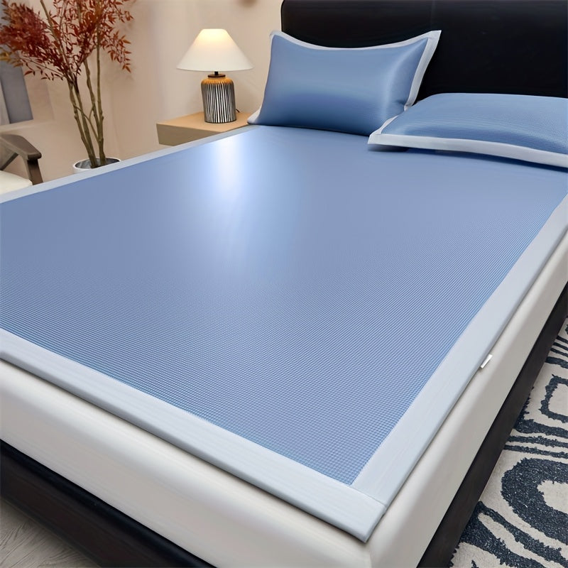 1 alfombrilla refrescante + 1/2 fundas de almohada con sensación de hielo para verano, color beige claro, amigable y transpirable para combatir el calor abrasador, adecuado para dormitorios en casa o residencias estudiantiles, plegable para fácil almacen