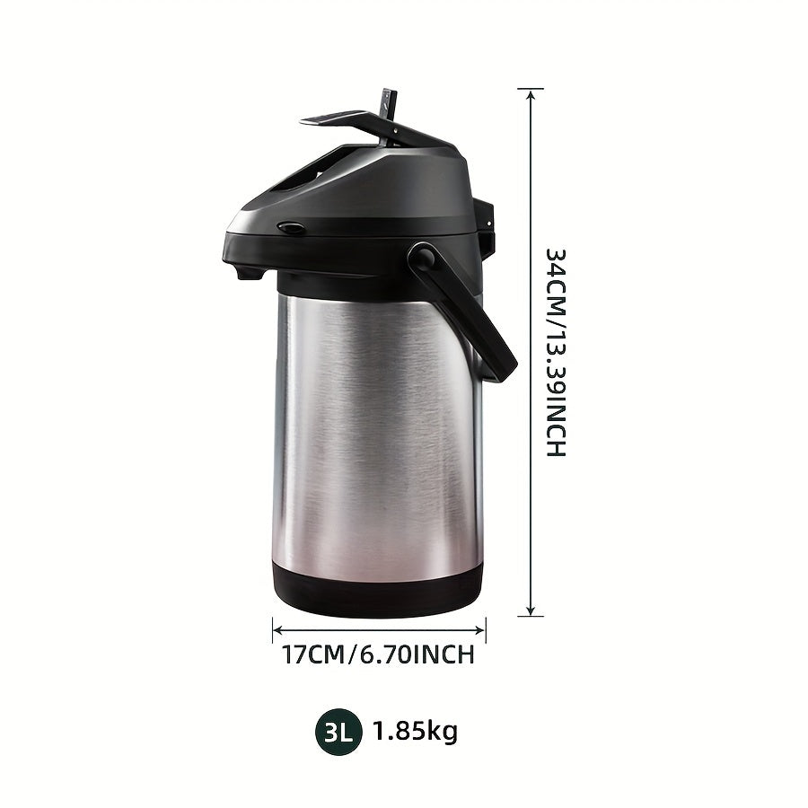 Botella de Agua Caliente Aislada de Acero Inoxidable de 3L con Grifo Fácil de Presionar - Gran Capacidad para Uso en Casa, Coche y Cocina - Mantiene las Bebidas Calientes o Frías - Diseño Duradero y Portátil