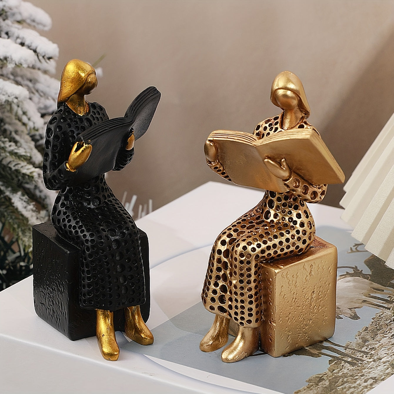 Figura femenina elegante de resina para lectura - Decoración perfecta para escritorio de oficina y bar, regalo ideal para esposa o pareja, decoración femenina