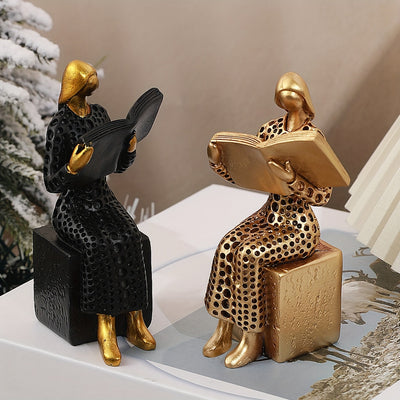 Figura femenina elegante de resina para lectura - Decoración perfecta para escritorio de oficina y bar, regalo ideal para esposa o pareja, decoración femenina