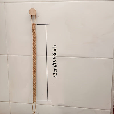 2 piezas de soporte para toallas de papel de cuerda de cáñamo, tejido en madera maciza, porta toallas sin agujeros, creativo