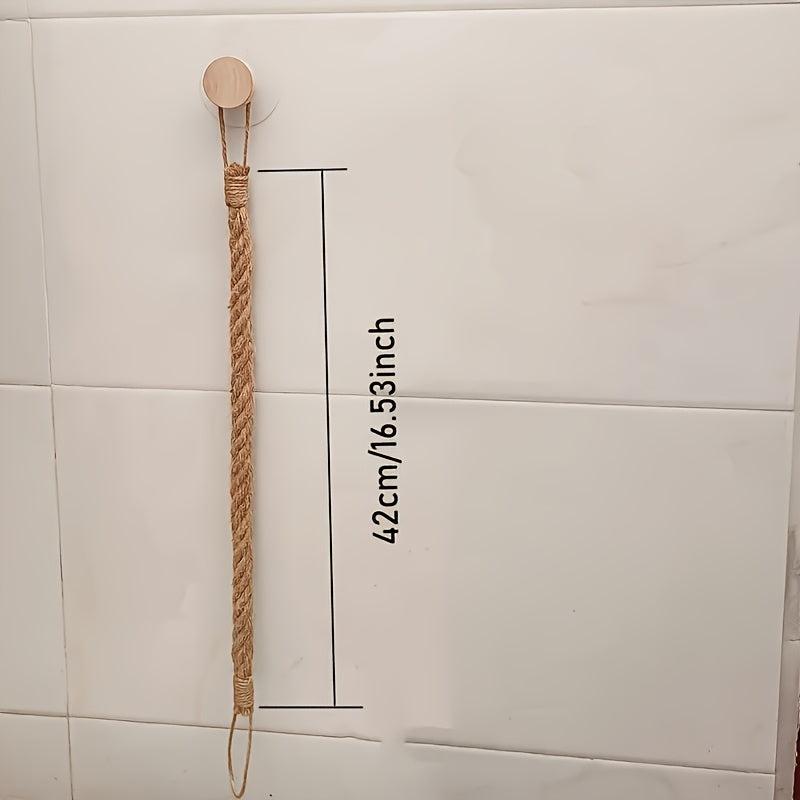 2 piezas de soporte para toallas de papel de cuerda de cáñamo, tejido en madera maciza, porta toallas sin agujeros, creativo
