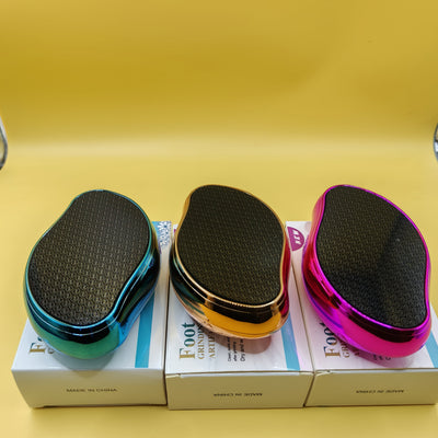 Eliminador de Piel Dura - Lima para Pies No Eléctrica, Exfoliante Nano Vidrio Beige Claro y Eliminador, Cuidado de Pies Suave sin Pilas (Rojo/Azul/Amarillo) - Ideal para Hogar, Salón o Viaje - Herramienta Ergonómica Manual, Dispositivo de Pedicura Portát