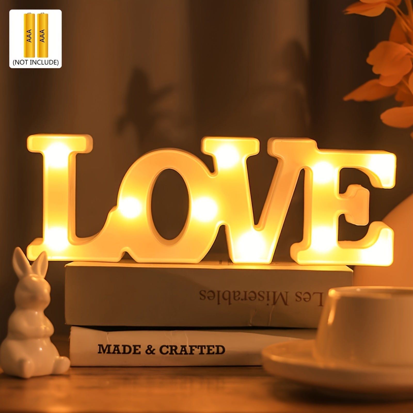1pc Luz Nocturna con Forma de Amor y Letras, Luz Decorativa de Escritura para Escritorio, Luz Decorativa para Decoración de Bodas, Accesorios para Propuestas, Luz Decorativa de Pared, Adecuada como Regalo para San Valentín, Acción de Gracias, Seres Queri