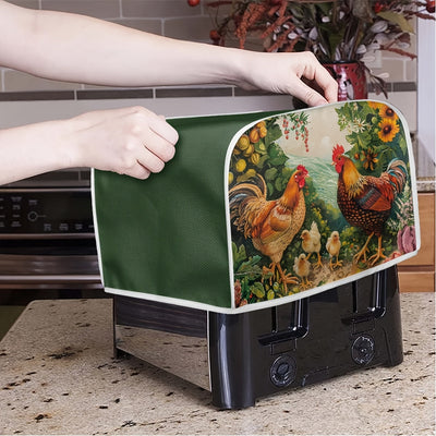 1pc Funda para Tostadora con Patrón de Gallo Encantador - Protector de Polvo y Huellas Dactilares, Organizador de Pequeños Electrodomésticos de Poliéster con Diseño Campestre Vibrante, Ideal para Decoración de Cocina