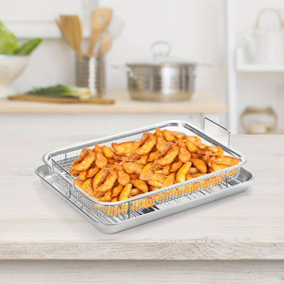 Cesta de freidora de acero inoxidable, con revestimiento antiadherente, accesorio de freidora multiusos, con asa desmontable, para patatas fritas, aperitivos y drenaje de alimentos