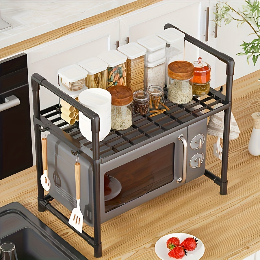 Soporte de microondas de mostrador sin necesidad de electricidad, estantería de plástico de 50,5 cm, organizador de almacenamiento abierto para horno, diseño ahorrador de espacio