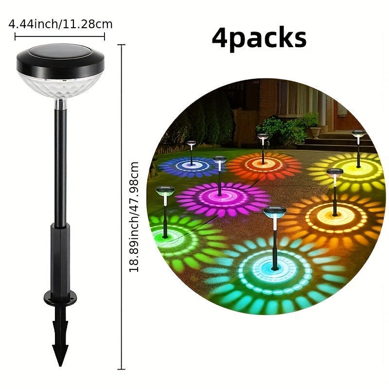 Conjunto de Luces Solares para Caminos de 2PC4PC6pcs con Gradiente de Colores Cálido y LED, Luz Solar Exterior, Lámpara de Iluminación Solar, Luz Decorativa para Jardín Solar en Acera, Patio Trasero, Paisaje de Césped, Área Escénica, Campamento Universit