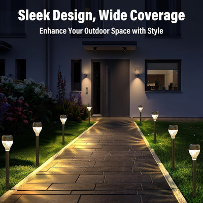 10 piezas de conjunto de interruptores automáticos de piso con energía solar, luces de sendero duraderas de plástico para exteriores, jardín semienterrado, iluminación decorativa de césped de patio, adecuado para calles de patio, terrazas, iluminación de