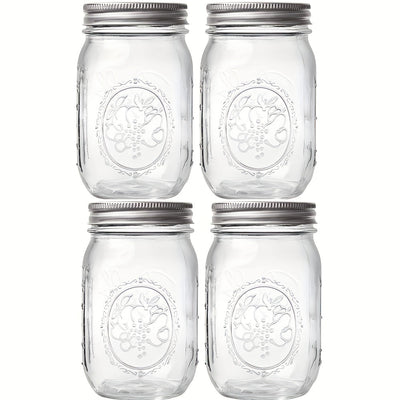 250ml/500ml 4/8pcs Tarros de Vidrio Mason con Tapas Redondas, Reutilizables para Enlatado, Fermentación, Conserva, Avena Nocturna, Mermelada, Frutas y Snacks, Contenedores y Accesorios de Cocina