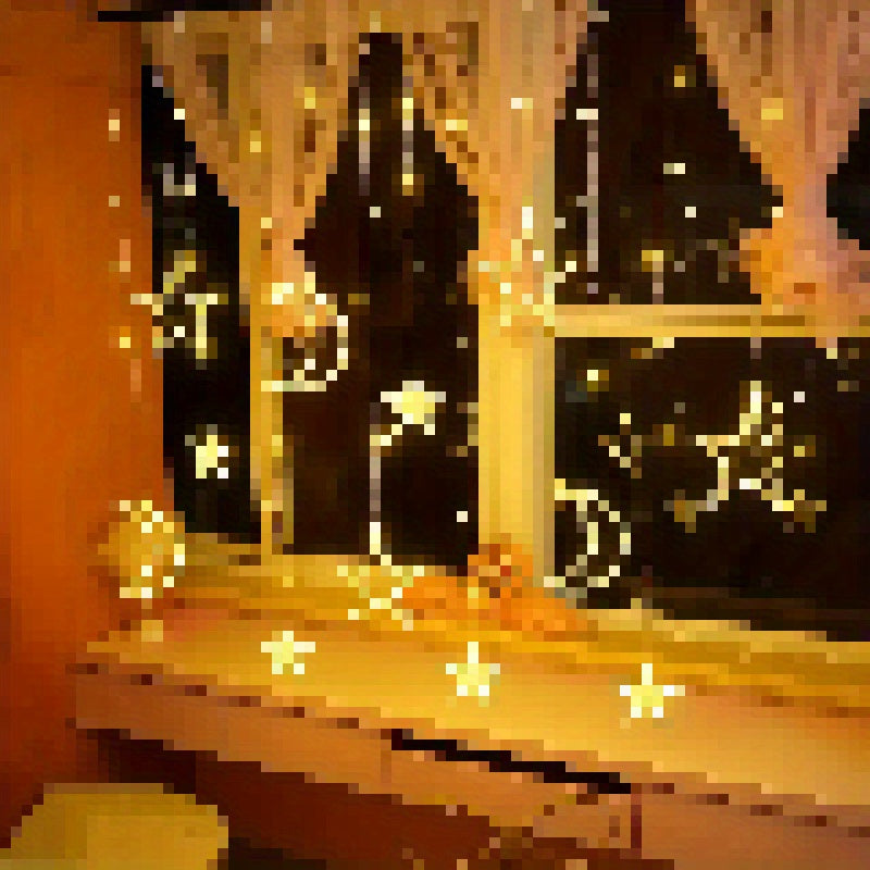 1pc Luces de Cortina Navideñas - Alimentadas por USB, Cálidas y Coloridas para Fiestas de Año Nuevo/Navidad/Halloween - Incluye Múltiples Estrellas, Lunas y Diseños Lunar - Ideales para Decoración de Dormitorios, Ventanas, Fiestas y Regalos - Con Modo Pa
