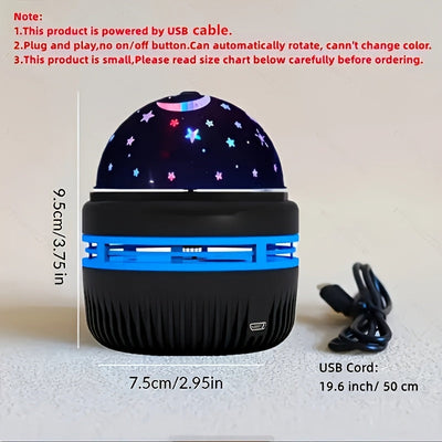 Proyector de Luz Nocturna Cielo Estrellado - Alimentación USB, rotación automática para dormitorios, salas de juegos, cine en casa y decoración de techos - ideal para Navidad, Halloween, bodas y camping, decoración navideña