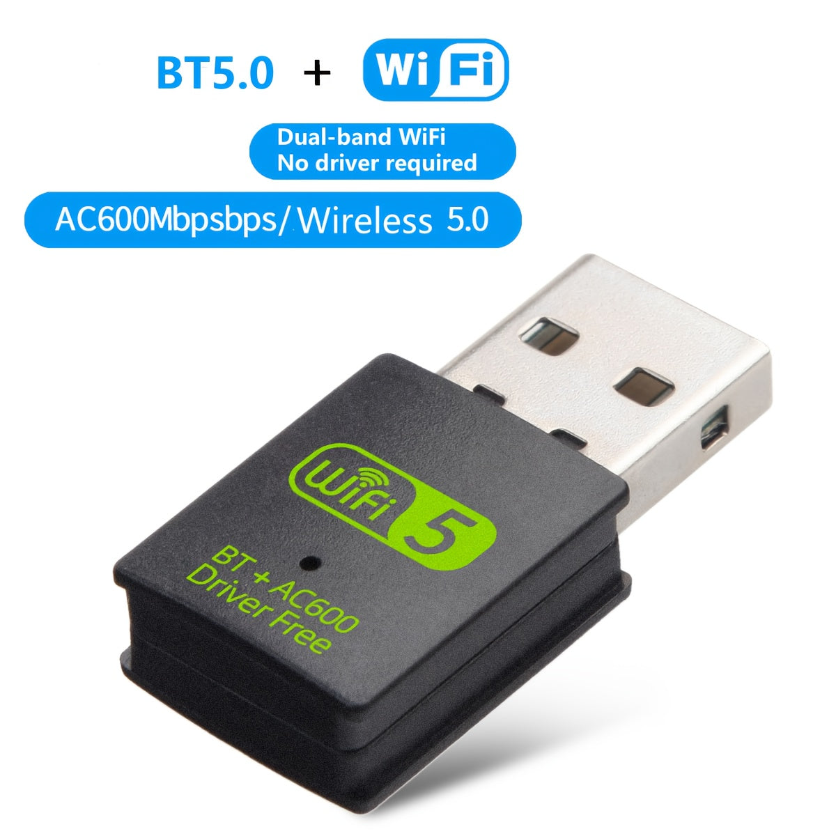 Adaptador inalámbrico 2 en 1 y adaptador de red con alta velocidad inalámbrica de 600M, alimentado por USB, WiFi dual marca (AC6 y Android), diseño compacto para teléfonos inteligentes y tabletas, conectividad de dispositivos, conectividad dual banda, so